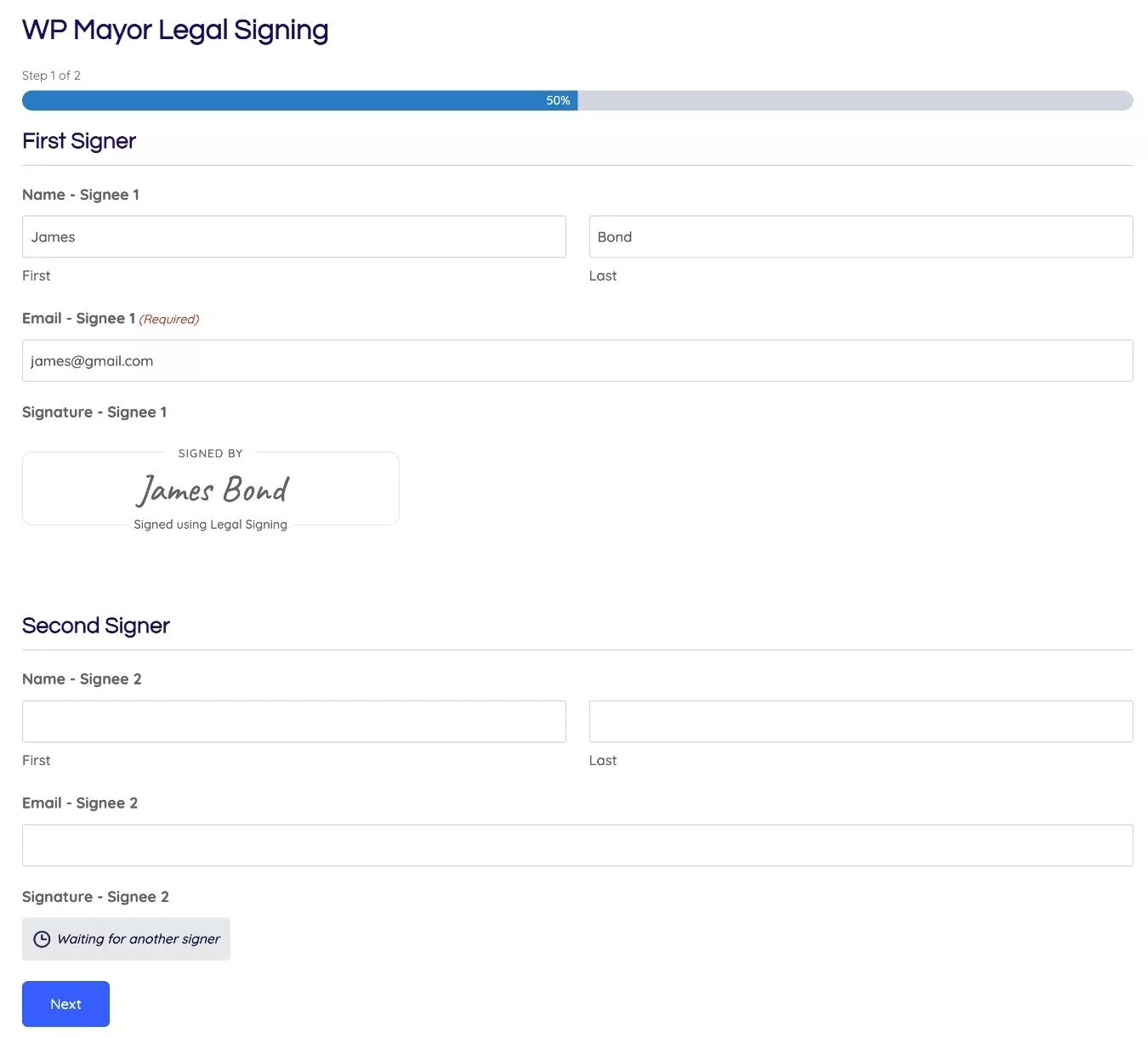 Firmando la primera página