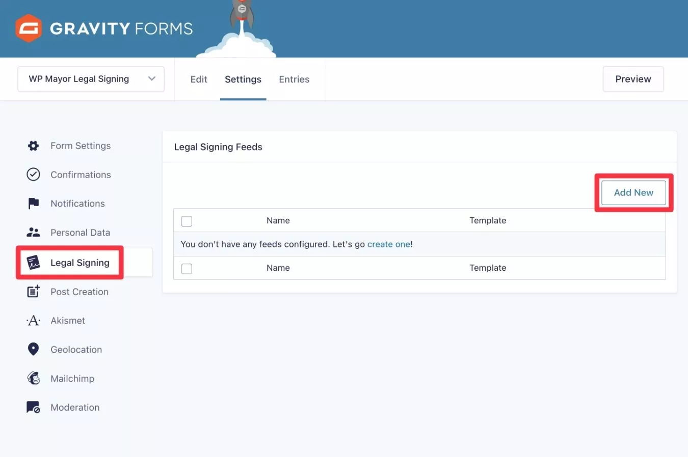 Crear feed de firma legal