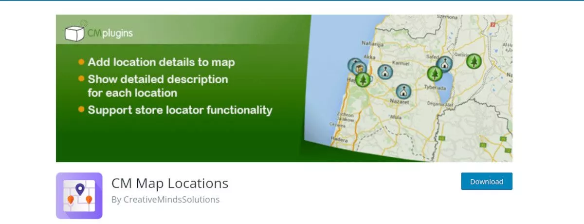 Cm Map Locations プラグインの WordPress ページのスクリーンショット