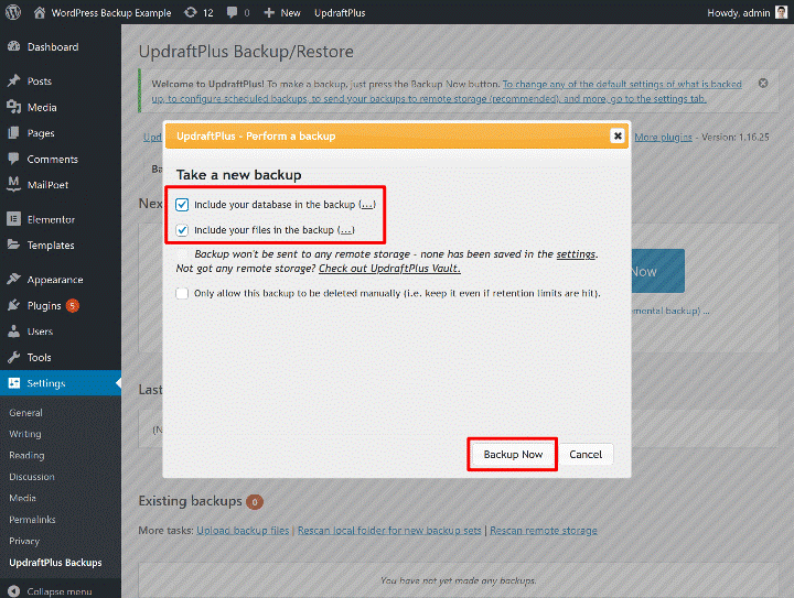 file dan backup database