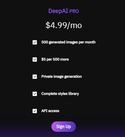 Preços profundos de IA Deep AI Pricing