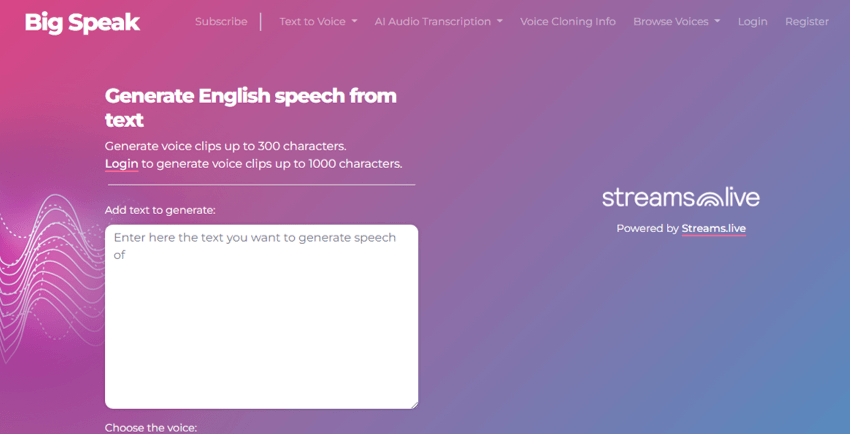 Bigspeak.ai Bigspeak.ai Online AI Voice Generator