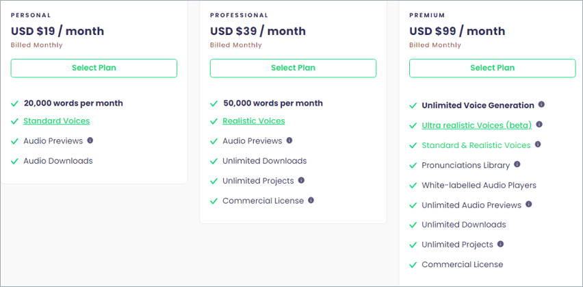 Prețuri Play.ht Play.ht Pricing