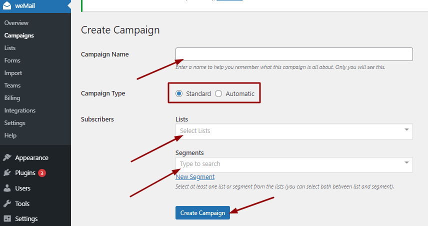 Crea una campagna e-mail per gli abbonati