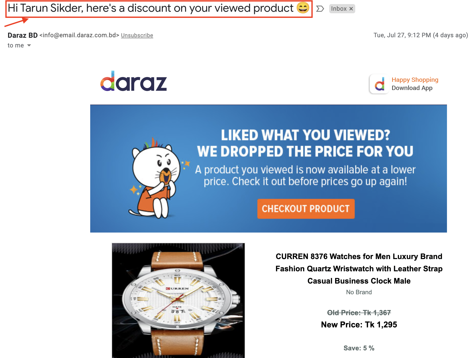 e-mail personalizzata e-commerce