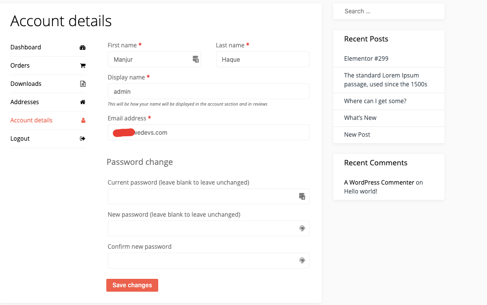 WooCommerce 帳戶