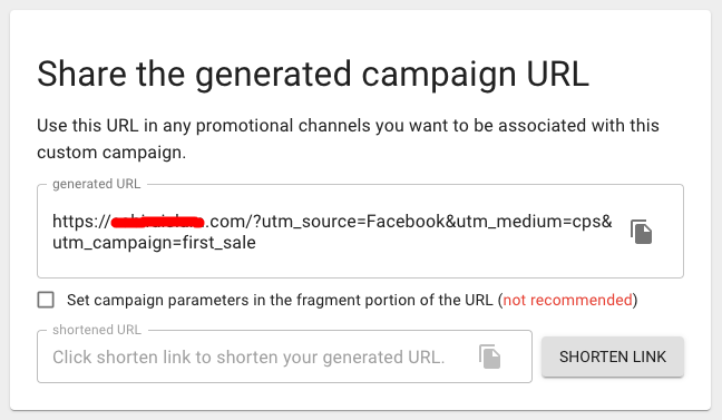 生成されたキャンペーン URL を共有する