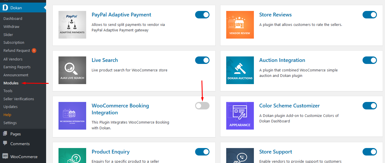 Modul Pemesanan Dokan WooCommerce