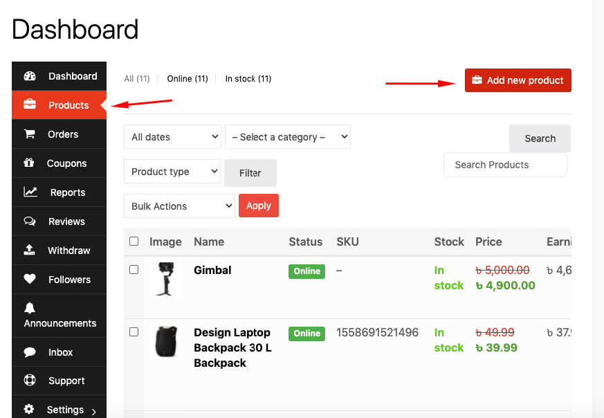 Anbieter-Dashboard