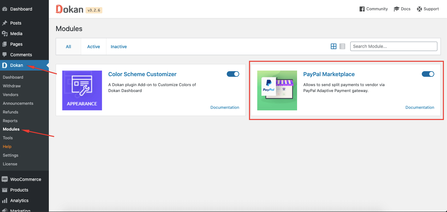 Dokan PayPal マーケットプレイスを有効にする サブスクリプションの支払いを管理する