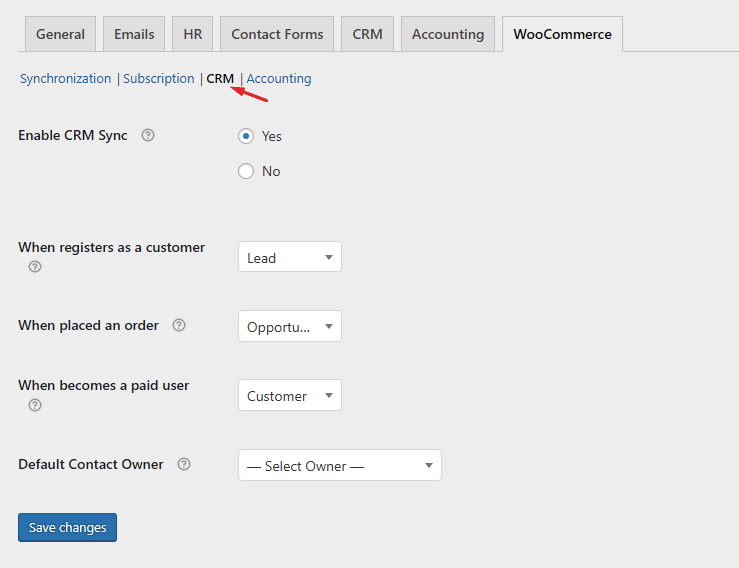 Pengaturan CRM WP ERP