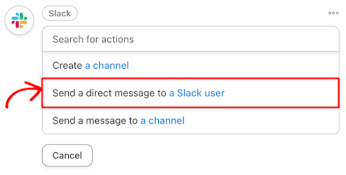 向 Slack 用戶發送直接消息 Send a direct message to a Slack user