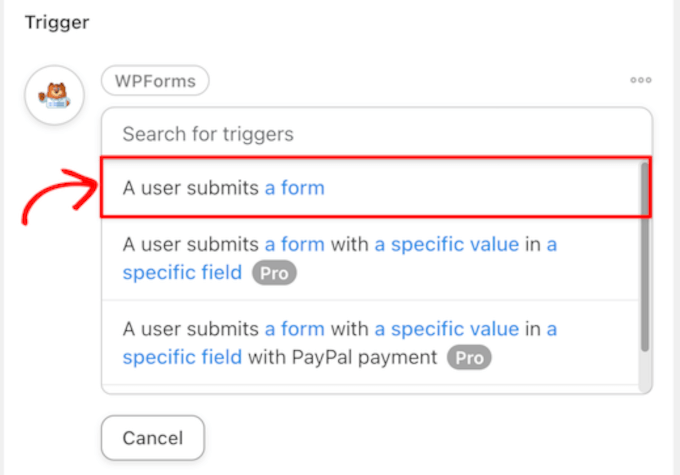 WPForms Automator 觸發器 WPForms Automator trigger
