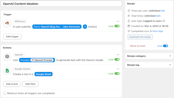 Automator 和 OpenAI 內容構思秘訣 Automator and OpenAI content ideation recipe
