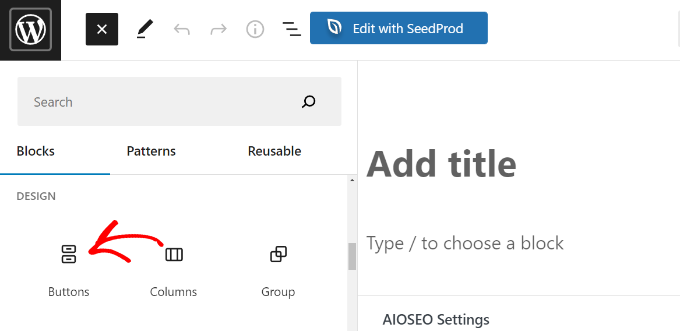 Adicionar um bloco de botões Add a button block