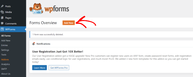 Adicionar novo formulário em WPForms Add a new form
