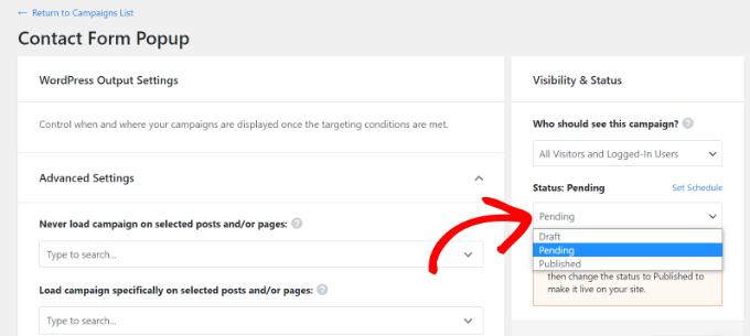 Alterar o status da campanha Change the campaign status