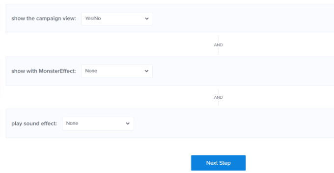 Exibir ações de regra Setup additional display rule settings