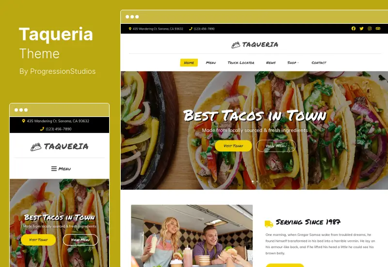 Tema Taqueria - Tema de WordPress para camiones de comida y restaurantes