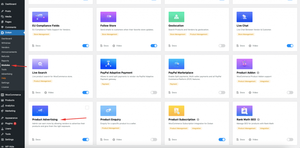 ürün reklam modülünü etkinleştir