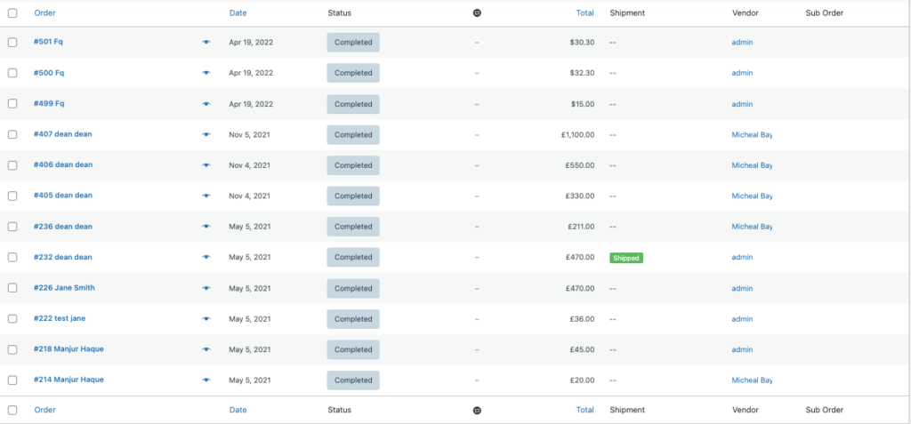 precedenti numeri d'ordine WooCommerce