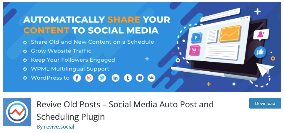 Beleben Sie das alte Post-Social Media Auto Post and Scheduling Plugin