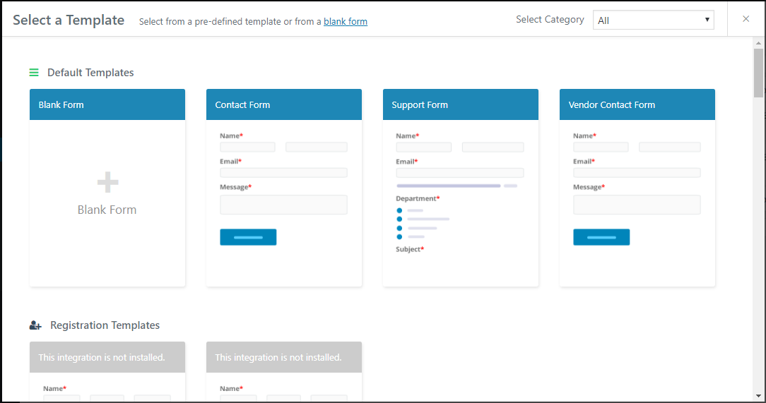 criar formulários da web usando modelos weforms
