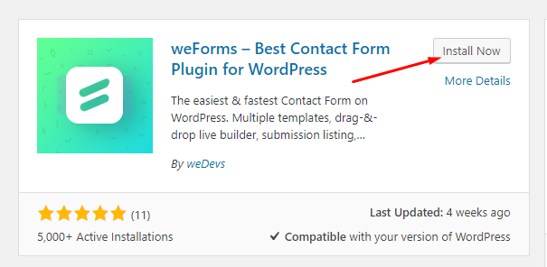 WeForms Construtor de Formulários WordPress