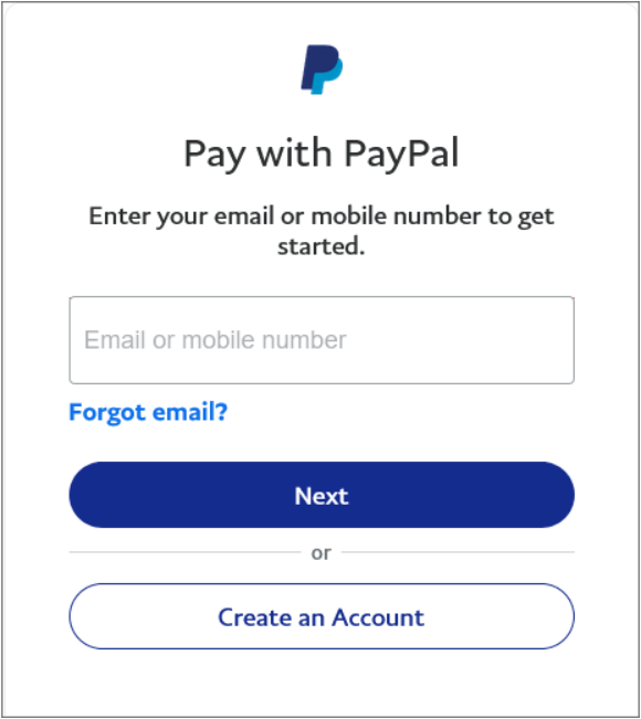 O captură de ecran în procesul de plată prin paypal