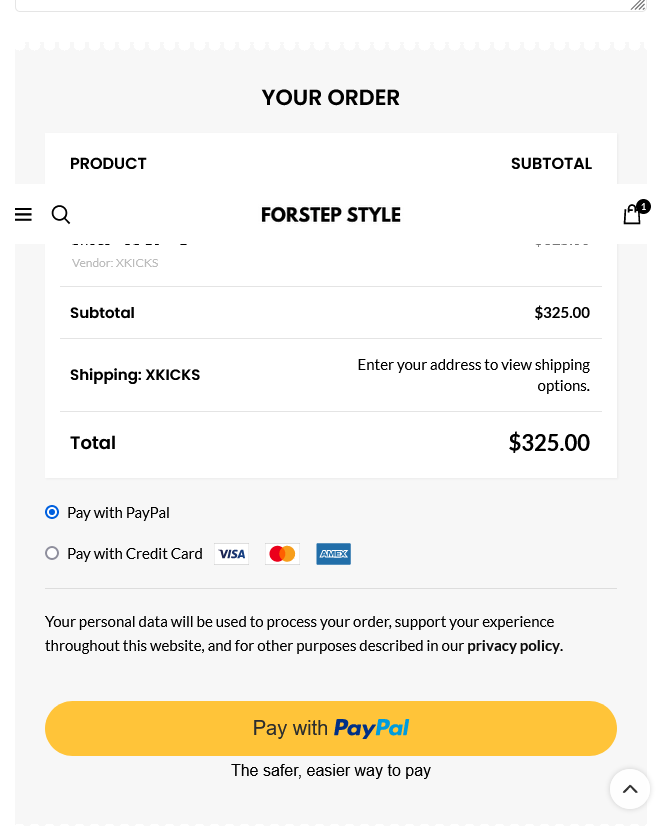 O captură de ecran pentru comanda Forstep Style