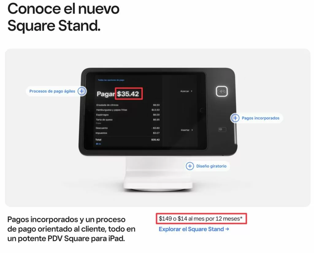 Site Square în limba spaniolă pentru regiunea SUA