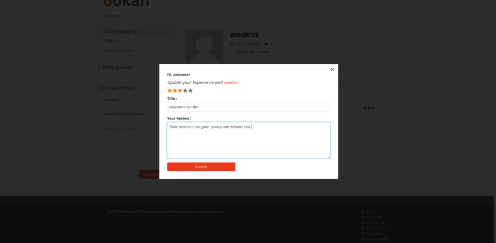 dokan review permite utilizatorilor să-și împărtășească feedback-urile