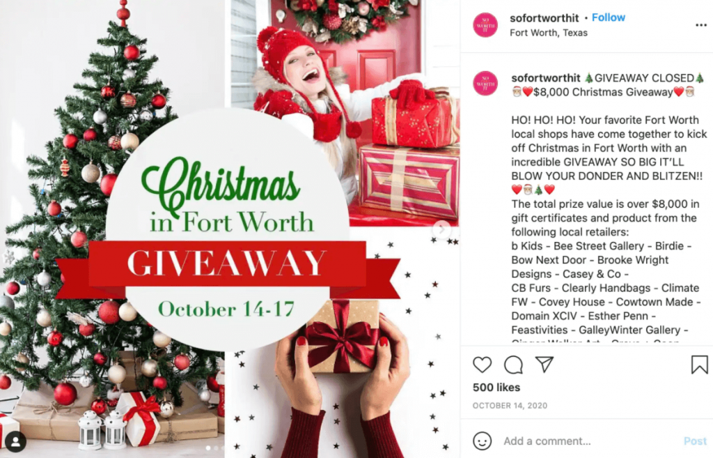 Idéias de marketing de Natal - Organize um sorteio em várias redes