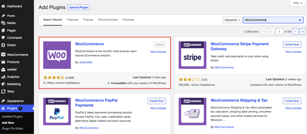 Ce este WooCommerce? De ce merită atenția ta? 9 This is a screenshot to Install WooCommerce