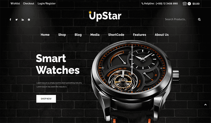 Más de 9 mejores temas de WordPress para Watch Store 2023 7 upstar 125