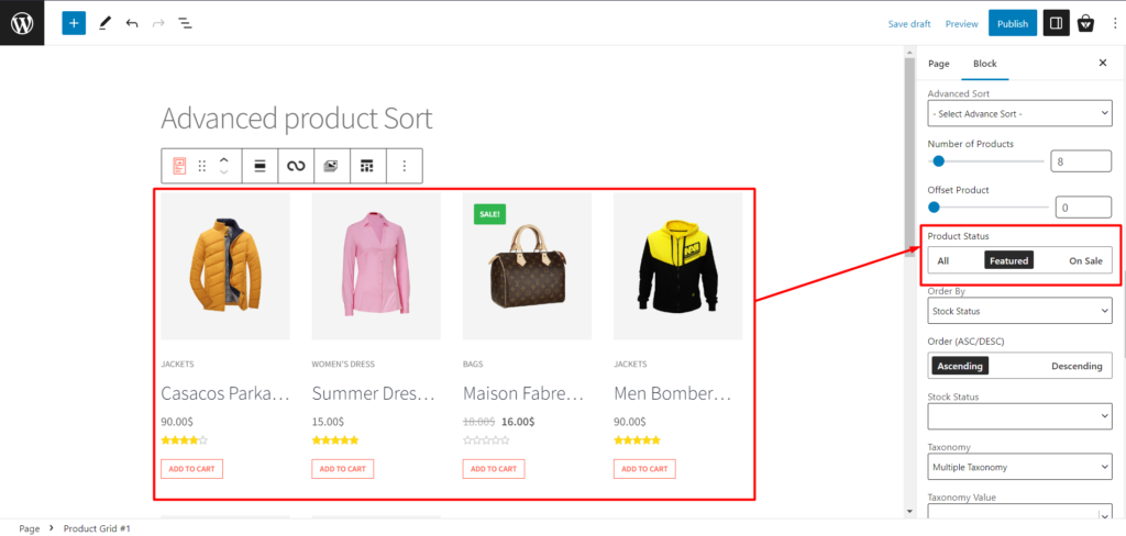 Memperkenalkan Pembuat Kueri ProductX Baru & Canggih untuk Penyortiran Produk yang Mudah 11 Product Sort - Product Status