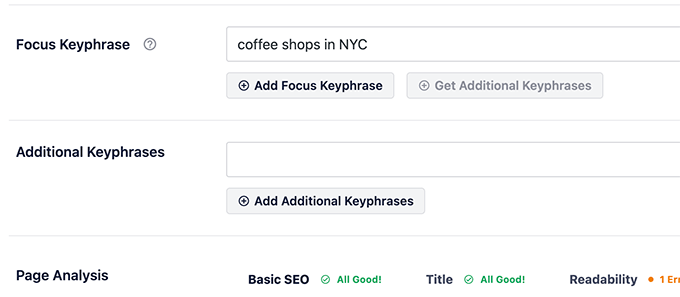 オールインワン SEO フォーカス キーフレーズ All in One SEO focus Keyphrase
