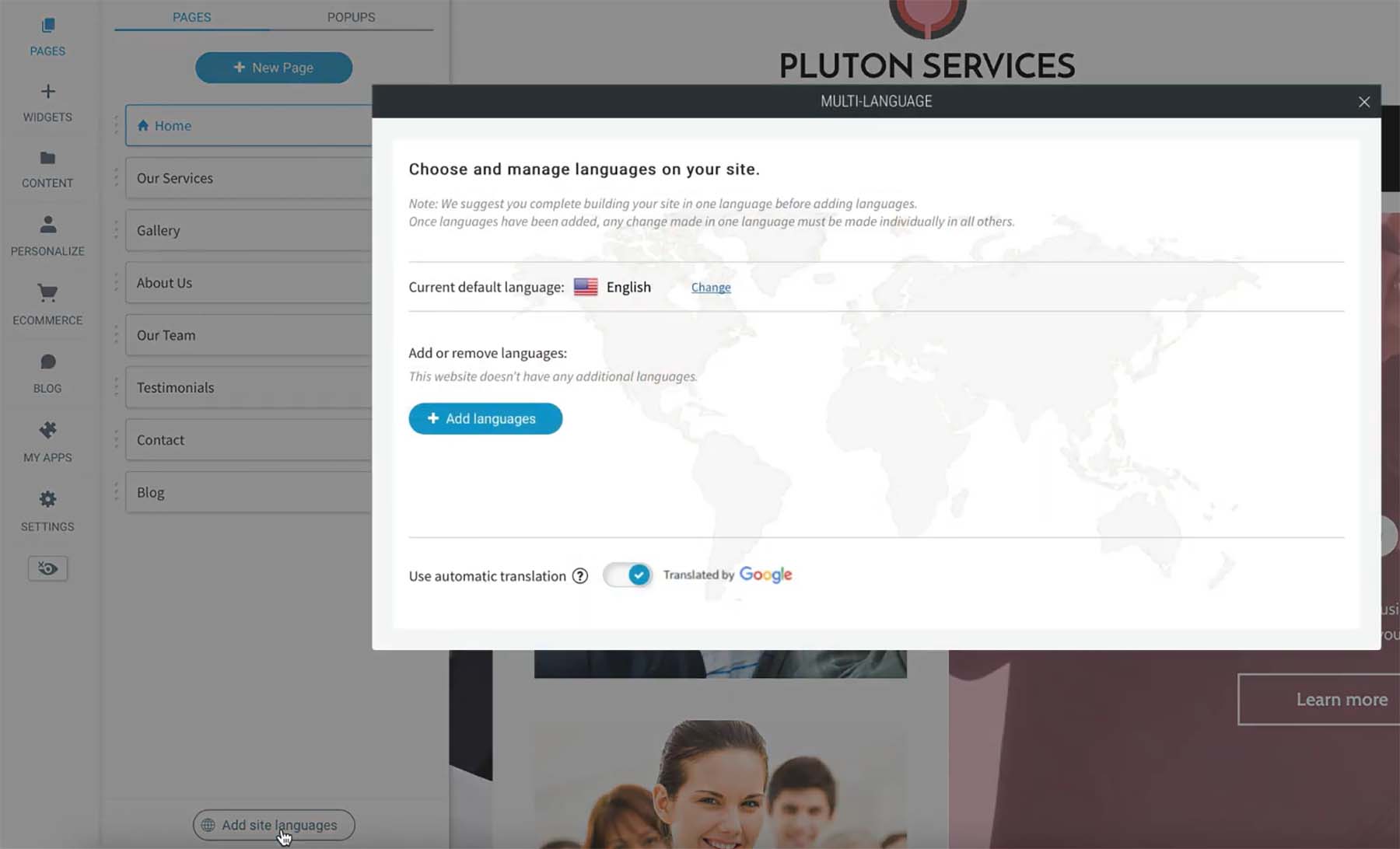 Support multilingue du créateur de site Web IONOS