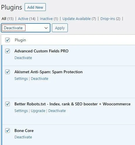 testez vos plugins - causes des erreurs 404 dans wordpress étape 2
