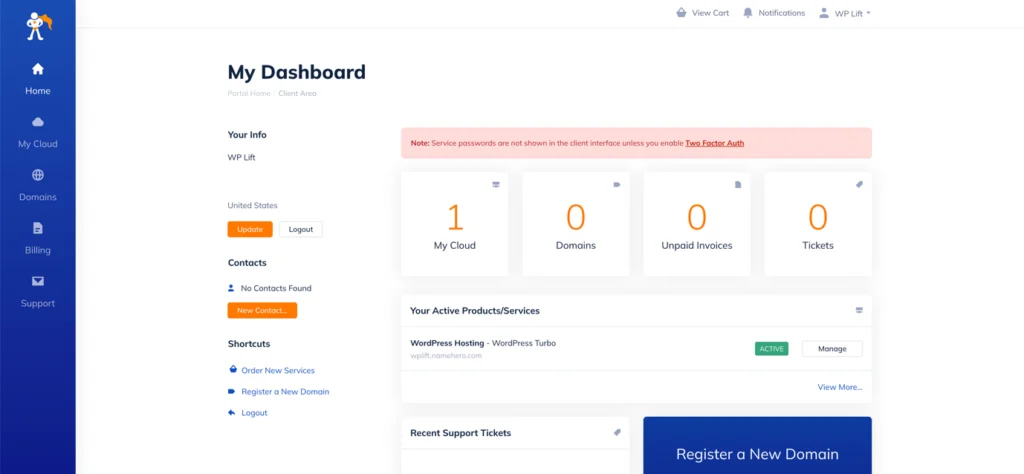 namehero cpanel