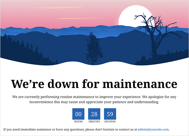 техническое обслуживаниевеб-сайтприветствие SeedProd maintenance website welcome message example