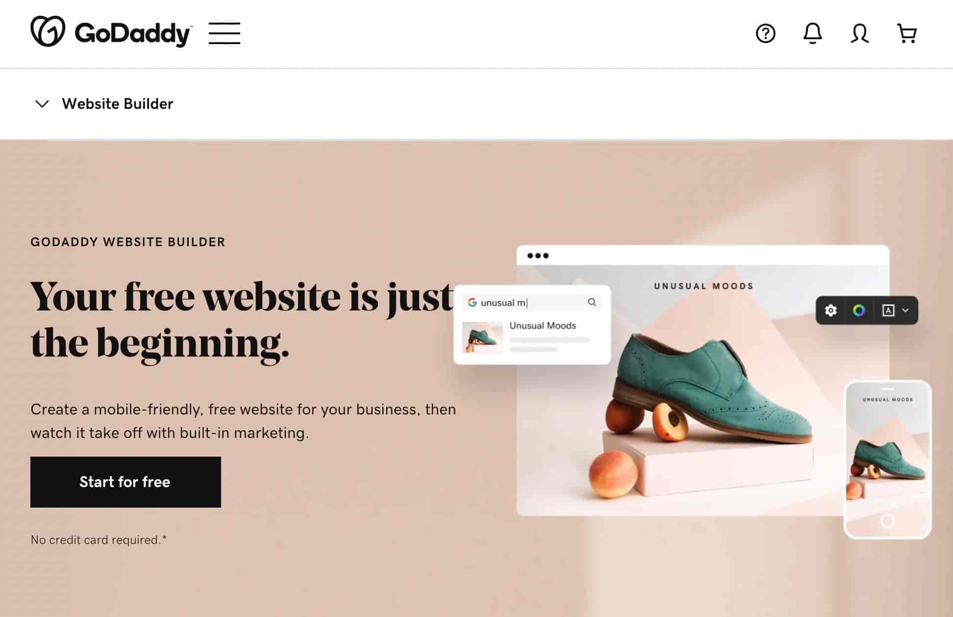 GoDaddy ウェブサイト ビルダー