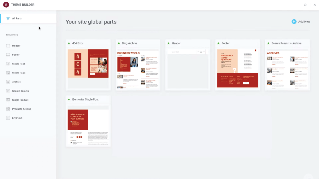 Divi vs Elementor: 최고의 페이지 빌더는 어느 것입니까? 4 Elementor Theme Builder