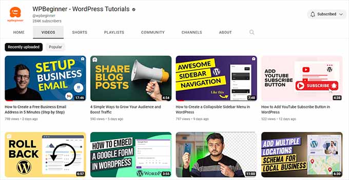 WPBeginner サムネイルの例 WPBeginner thumbnail examples