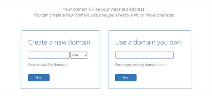 ドメイン名を選択 Choose domain name