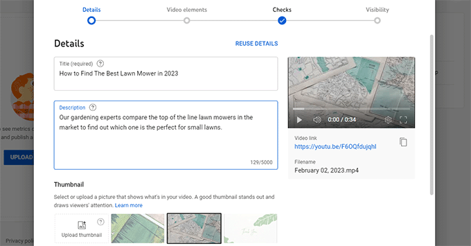 動画の詳細を入力 Fill in video details