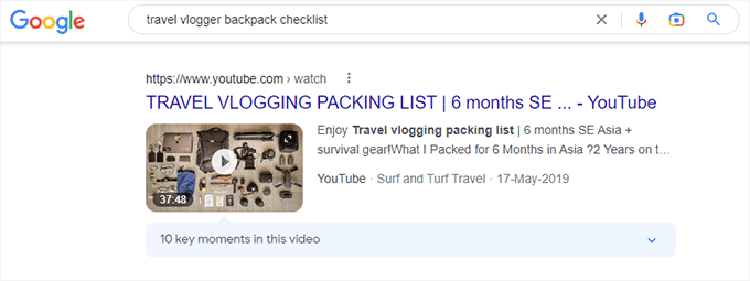 動画検索スニペット video search snippet