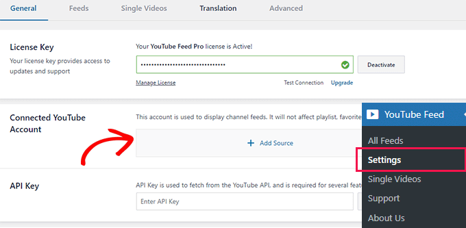 スマッシュバルーンのYouTube設定 Smash Balloon YouTube settings