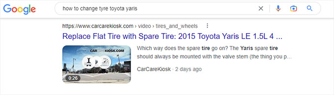動画が埋め込まれた記事が検索結果に表示される Article with video embed apeparing in search results
