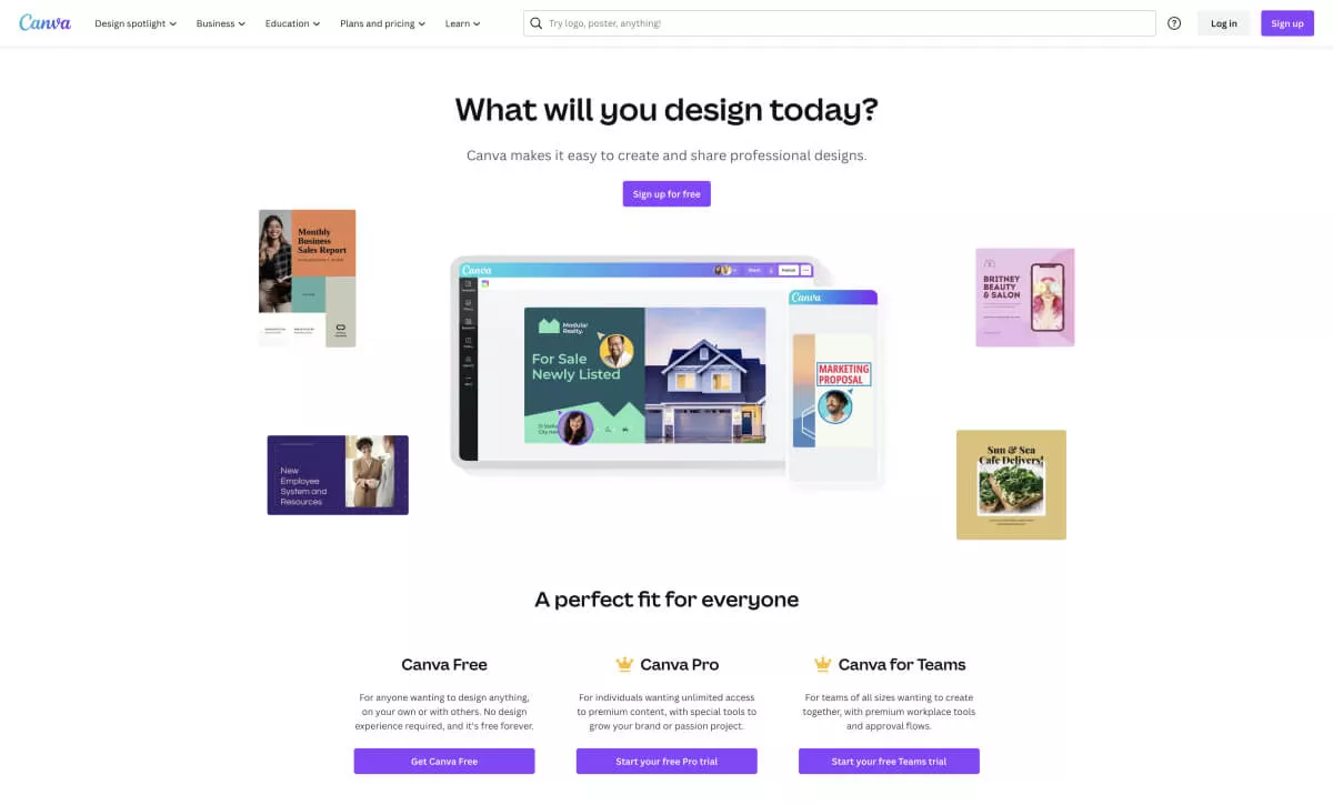 موقع Canva الإلكتروني يطبق قاعدة 60/30/10.